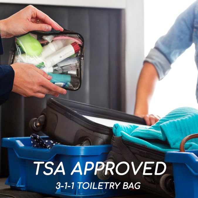 Olanmark TSA Approved Toiletry Bag 3-1-1 Clear Travel Cosmetic Bag with Handle - Quart Size Bag with Zipper - Carry-on Luggage Clear Toiletry Bag for Liquids - Airport Airline TSA Compliant Bag for Man Women - Image 3